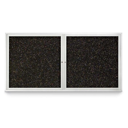 United Visual Products Sliding Door Indoor Enclosed Corkboard, 7 UV9027ACSH-GOLD-MEDGRY